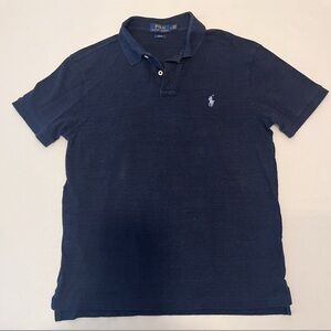 Polo RALPH LAUREN Slim Fit Navy Blue Cotton Short Sleeves Baby Blue Pony Logo